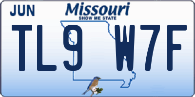 MO license plate TL9W7F