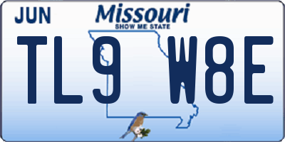 MO license plate TL9W8E