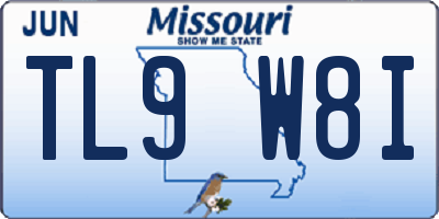 MO license plate TL9W8I