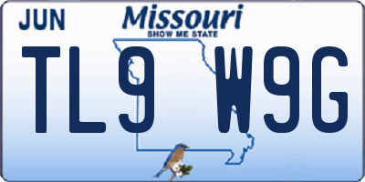 MO license plate TL9W9G