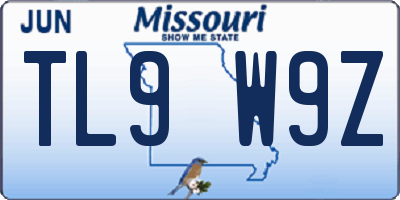 MO license plate TL9W9Z