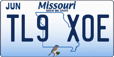 MO license plate TL9X0E