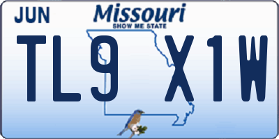 MO license plate TL9X1W