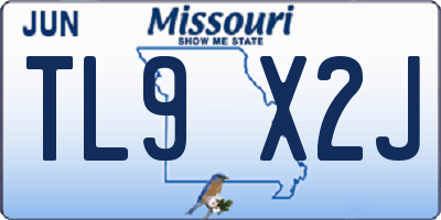 MO license plate TL9X2J