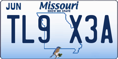 MO license plate TL9X3A