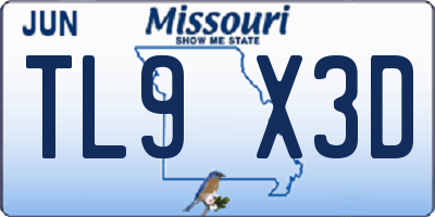 MO license plate TL9X3D
