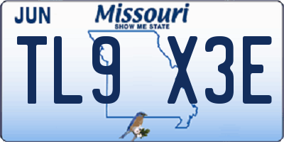 MO license plate TL9X3E