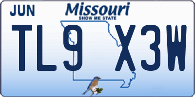 MO license plate TL9X3W