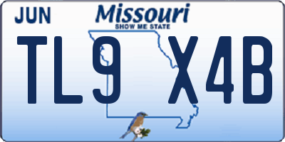 MO license plate TL9X4B