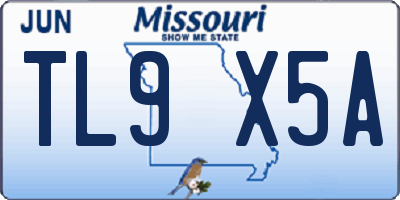 MO license plate TL9X5A