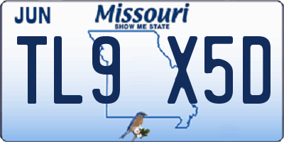 MO license plate TL9X5D