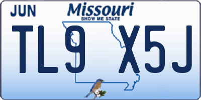 MO license plate TL9X5J