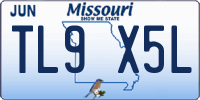 MO license plate TL9X5L
