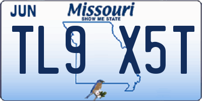 MO license plate TL9X5T