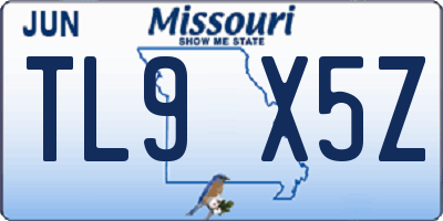 MO license plate TL9X5Z