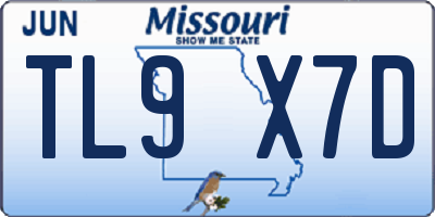 MO license plate TL9X7D