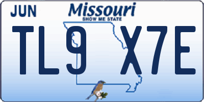 MO license plate TL9X7E