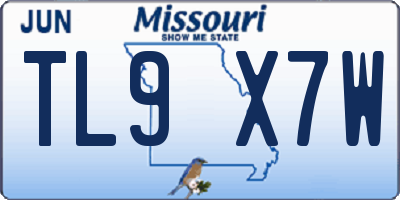 MO license plate TL9X7W