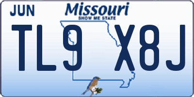 MO license plate TL9X8J
