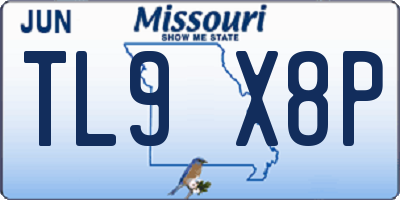 MO license plate TL9X8P