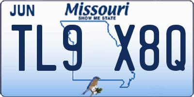 MO license plate TL9X8Q