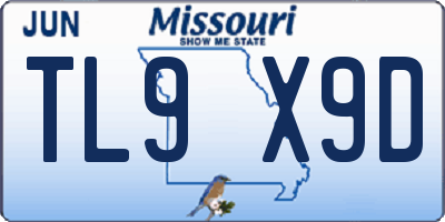 MO license plate TL9X9D