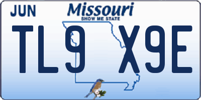 MO license plate TL9X9E