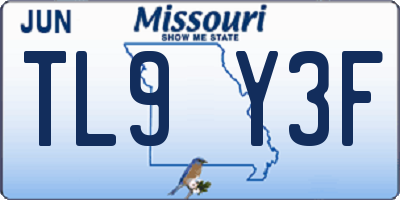 MO license plate TL9Y3F