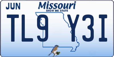 MO license plate TL9Y3I