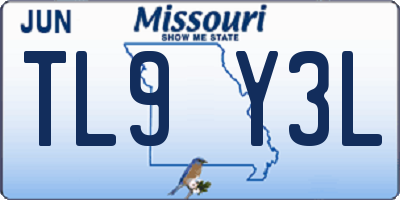 MO license plate TL9Y3L