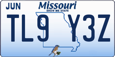 MO license plate TL9Y3Z