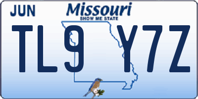 MO license plate TL9Y7Z