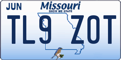 MO license plate TL9Z0T