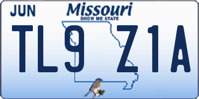 MO license plate TL9Z1A