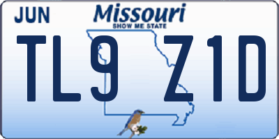 MO license plate TL9Z1D