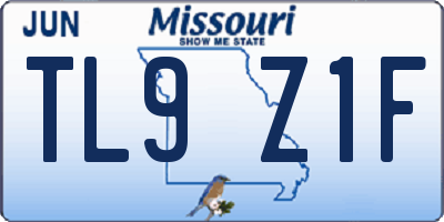 MO license plate TL9Z1F