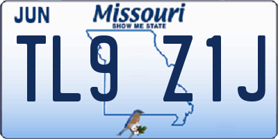 MO license plate TL9Z1J