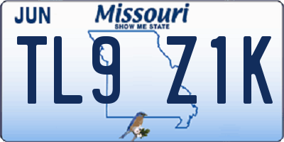 MO license plate TL9Z1K