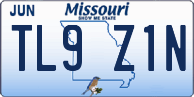 MO license plate TL9Z1N