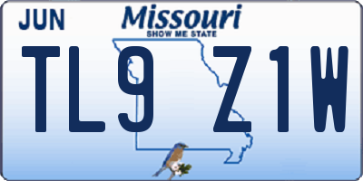 MO license plate TL9Z1W
