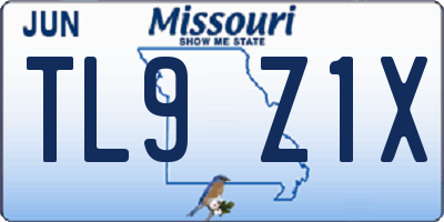 MO license plate TL9Z1X