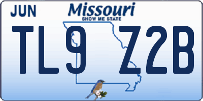 MO license plate TL9Z2B