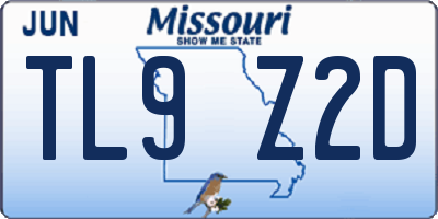 MO license plate TL9Z2D
