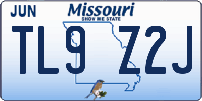 MO license plate TL9Z2J
