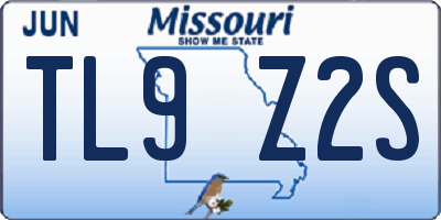 MO license plate TL9Z2S