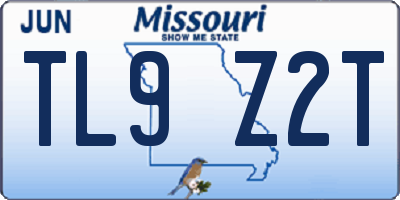 MO license plate TL9Z2T