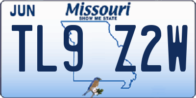 MO license plate TL9Z2W