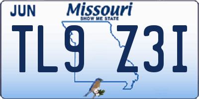 MO license plate TL9Z3I