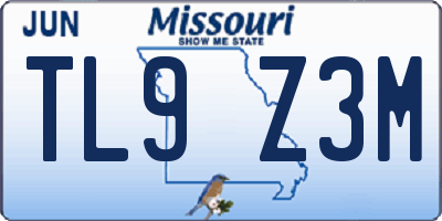 MO license plate TL9Z3M