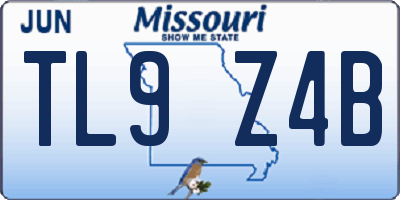 MO license plate TL9Z4B